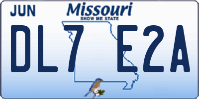 MO license plate DL7E2A