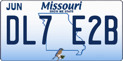 MO license plate DL7E2B