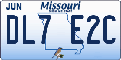 MO license plate DL7E2C