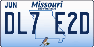 MO license plate DL7E2D