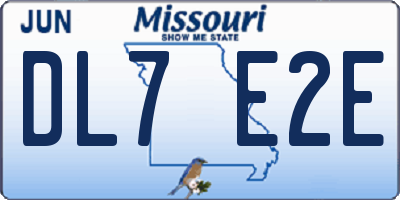 MO license plate DL7E2E