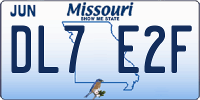 MO license plate DL7E2F
