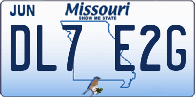MO license plate DL7E2G