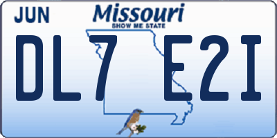MO license plate DL7E2I