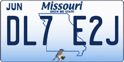MO license plate DL7E2J