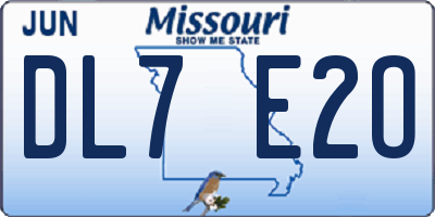 MO license plate DL7E2O