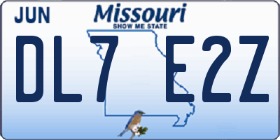 MO license plate DL7E2Z