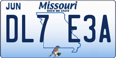 MO license plate DL7E3A