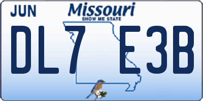 MO license plate DL7E3B