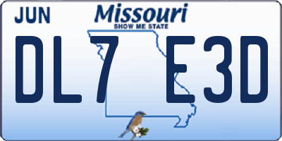 MO license plate DL7E3D