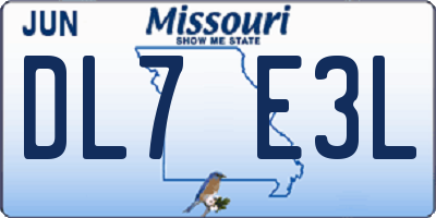 MO license plate DL7E3L