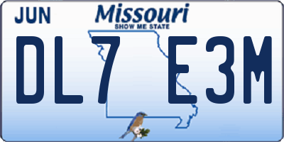 MO license plate DL7E3M
