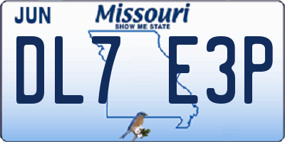 MO license plate DL7E3P