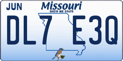 MO license plate DL7E3Q