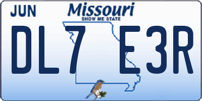 MO license plate DL7E3R