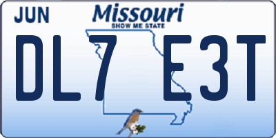 MO license plate DL7E3T