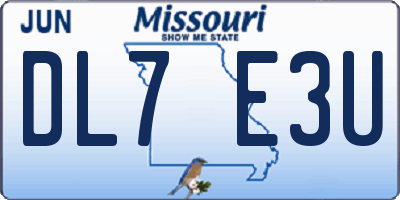 MO license plate DL7E3U