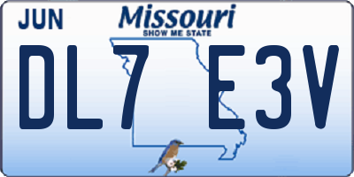 MO license plate DL7E3V