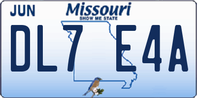 MO license plate DL7E4A