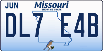 MO license plate DL7E4B