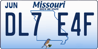 MO license plate DL7E4F