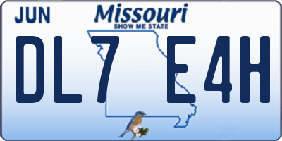 MO license plate DL7E4H