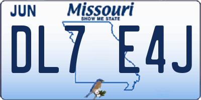 MO license plate DL7E4J