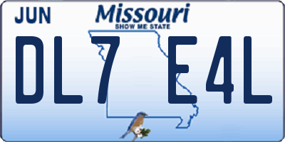 MO license plate DL7E4L