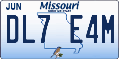 MO license plate DL7E4M