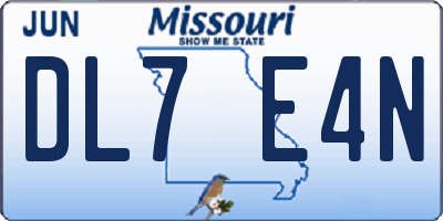 MO license plate DL7E4N