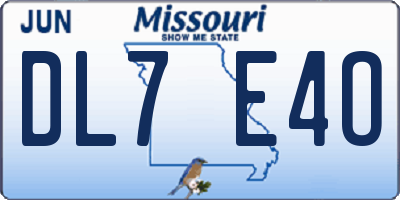 MO license plate DL7E4O