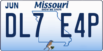 MO license plate DL7E4P