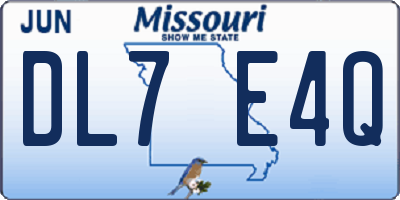 MO license plate DL7E4Q