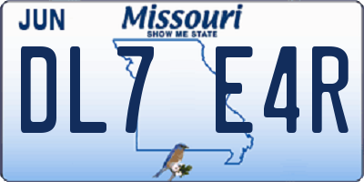 MO license plate DL7E4R
