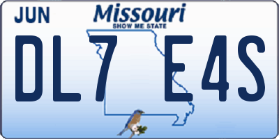 MO license plate DL7E4S