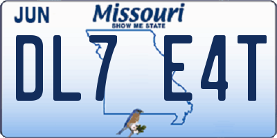 MO license plate DL7E4T