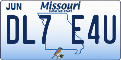 MO license plate DL7E4U