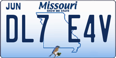 MO license plate DL7E4V
