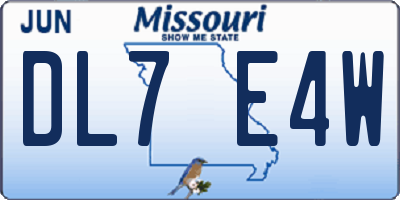 MO license plate DL7E4W