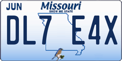 MO license plate DL7E4X