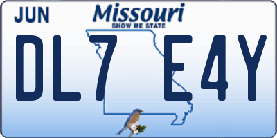 MO license plate DL7E4Y