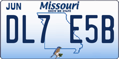 MO license plate DL7E5B
