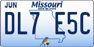 MO license plate DL7E5C