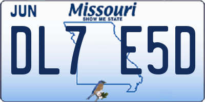MO license plate DL7E5D