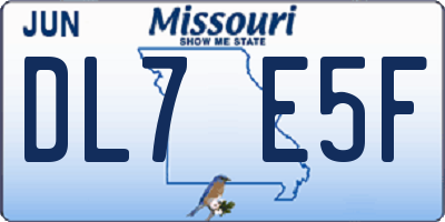 MO license plate DL7E5F