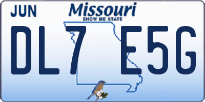 MO license plate DL7E5G