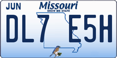 MO license plate DL7E5H