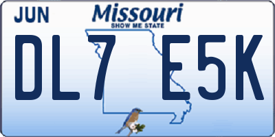 MO license plate DL7E5K
