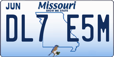 MO license plate DL7E5M