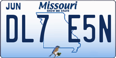 MO license plate DL7E5N